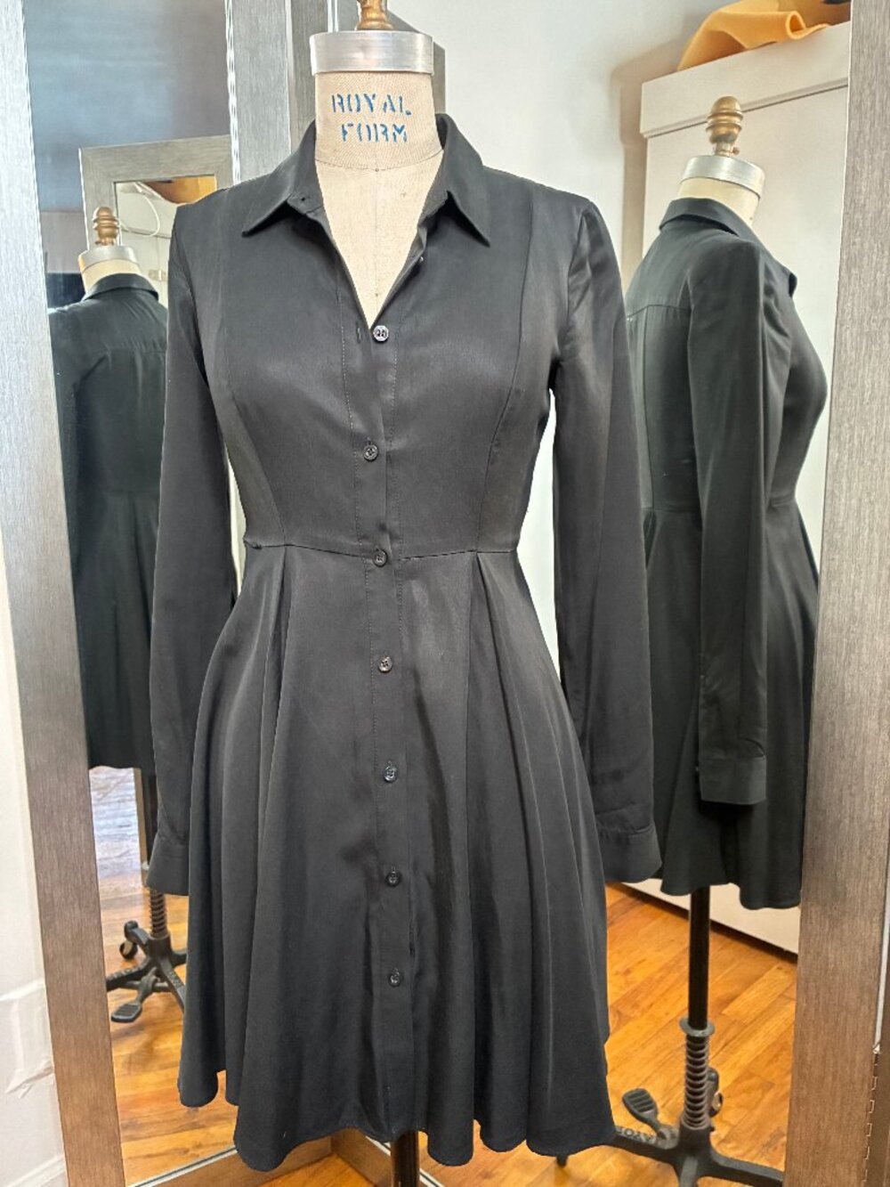 Marc Jacobs Black Shirt Dress with A-line Hemline, Size 6